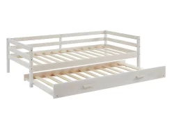 Lit gigogne AEDAN II - 2 x 90 x 190 cm - Pin massif et MDF - Blanchi