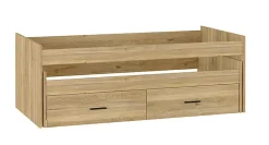 Lit gigogne avec 2 tiroirs coloris chêne Mauvella - Longueur 195,20 x profondeur 98 x hauteur 48,50 cm