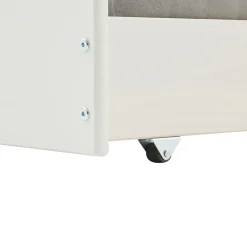 Lit gigogne avec rangements JESSY, 90 x 190 cm en pin massif lasuré blanc