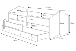 Lit gigogne blanc FIONA avec sommier et matelas - Fée rose - 2 x 160 cm x 80 cm
