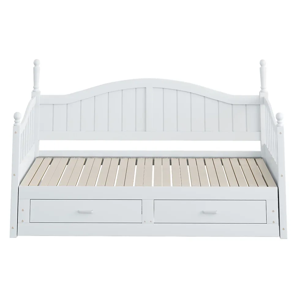 Lit Gigogne en Bois 90/180x190 cm Extensible avec Tiroirs et Sommier Intégré, Lit Multifonction pour enfant ou Adulte, Blanc