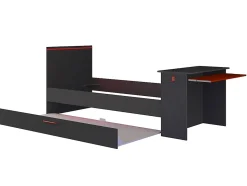 Lit gigogne gamer2 x 90 x 200 cm - Avec bureau - LEDs - Anthracite et rouge + Sommier - VOUANI