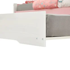 Lit gigogne LORENA en pin massif, 90 x 190 cm, lasuré blanc et rose