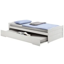 Lit gigogne LORENA en pin massif, 90 x 200 cm, lasuré blanc