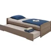 Lit gigogne LORENA en pin massif, 90 x 190 cm, lasuré taupe