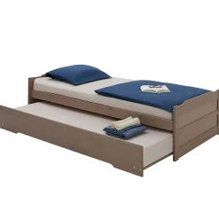 Lit gigogne LORENA en pin massif, 90 x 190 cm, lasuré taupe