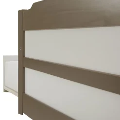 Lit gigogne LORENA en pin massif, 90 x 190 cm, lasuré taupe et blanc
