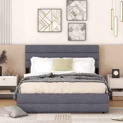 Lit gigogne pour adulte et enfant 140 x 200cm & 90 x 190cm avec broche pour deux personnes et deux tiroirs, gris