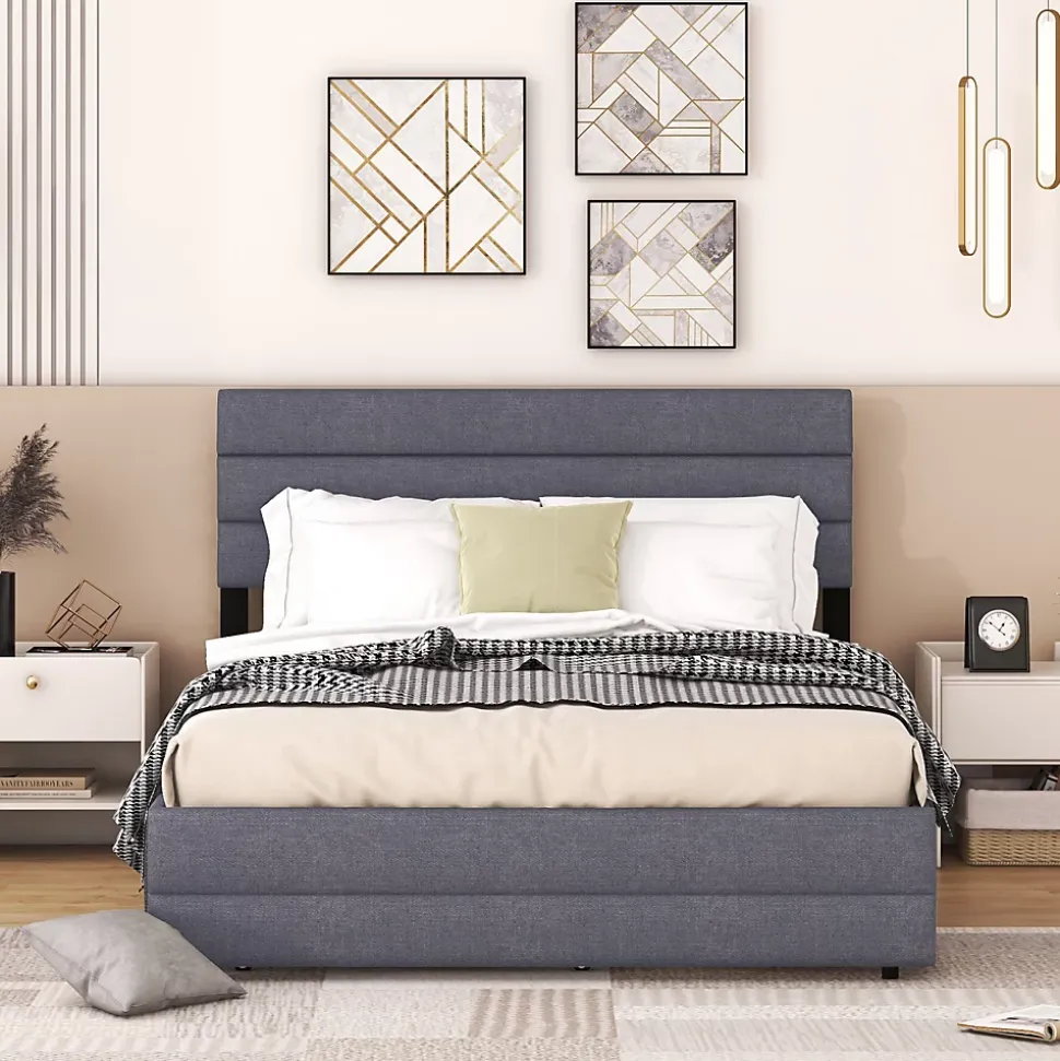 Lit gigogne pour adulte et enfant 140 x 200cm & 90 x 190cm avec broche pour deux personnes et deux tiroirs, gris