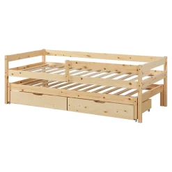 Lit gigogne pour enfant Sonkajärvi avec 2 tiroirs bois de pin 90 x 200 cm naturel en.casa