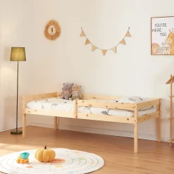 Lit gigogne pour enfant Sonkajärvi avec 2 tiroirs bois de pin 90 x 200 cm naturel en.casa