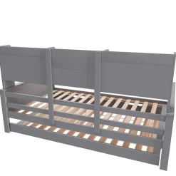 Lit gigogne simple 90x200 cm en bois avec rangement intégré - multifonction, pratique et spacieux, gris, sans matelas