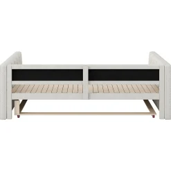 Lit Gigogne 90x200 à 180x200 cm - Lit avec Rangement Intégré et Éclairage LED - Beige