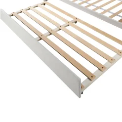Lit Gigogne 90x200 cm - avec lit tiroir 90x190 cm et éclairage LED ambiant - sans matelas - revêtement en velours élégant - Beige