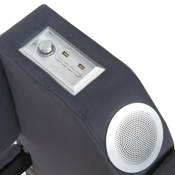 Lit Gigogne 90x190 cm - avec Rangement sous Le Lit et Haut-Parleur Bluetooth, Port USB, Velours Gris, Sans Matelas