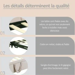 Lit Gigogne 90x200 cm - Lit Enfant Velours avec Rangement et Lit Extensible, 2-en-1 Multifonction, Sans Matelas, Beige