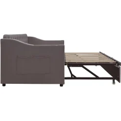 Lit Gigogne 90x190 cm - Lit Enfant en Velours avec Rangement et Port USB, Sommier à Lattes, Sans Matelas, Gris Foncé