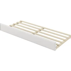 Lit gigogne 90x200 cm - Lit simple avec port USB et bande LED - Bois - Sans matelas - Blanc