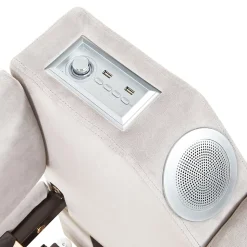 Lit Gigogne 90/180x190 cm - Lit Simple avec Rangement et Accoudoirs Larges, Système Bluetooth USB, Velours Beige