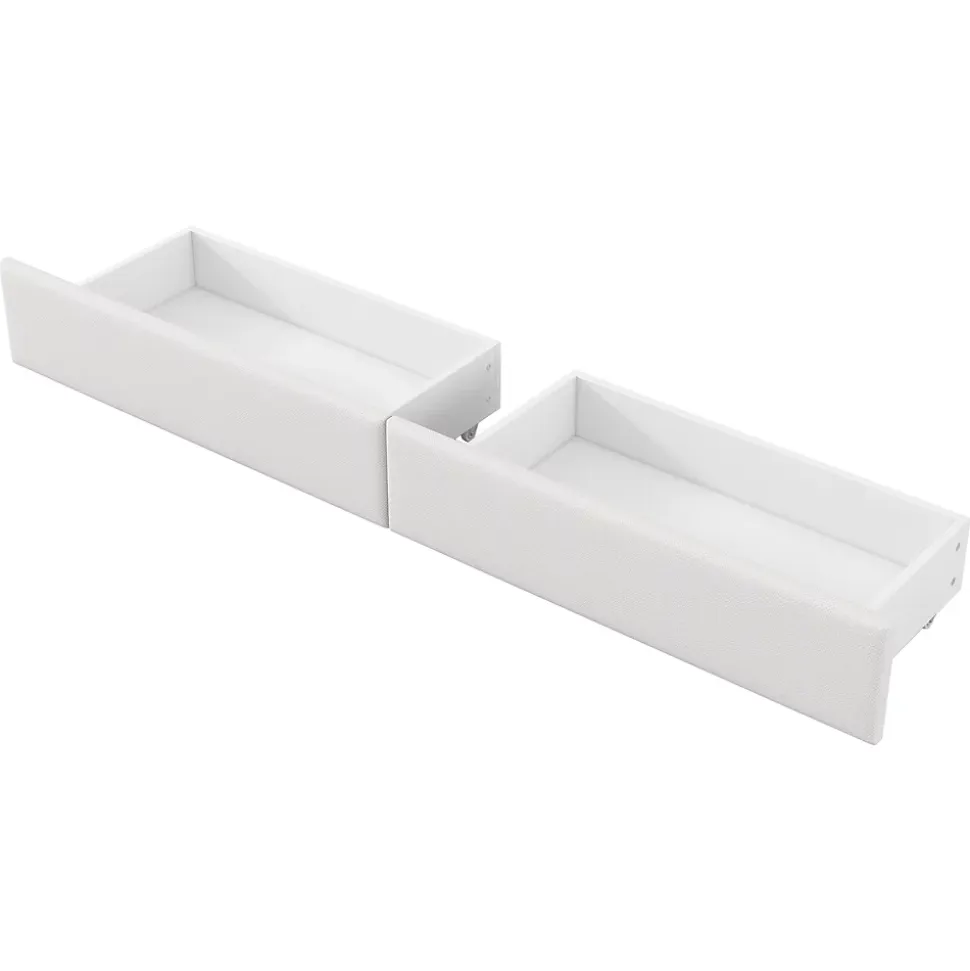 Lit gigogne 90x200 cm - Lit simple avec port USB et bande LED - Bois - Sans matelas - Blanc