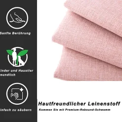 Lit Gigogne 90x200 cm - Lit Simple enfant avec Tiroirs et Couchage d'Ombre, Revêtement en Lin Doux, Sans Matelas - Rose