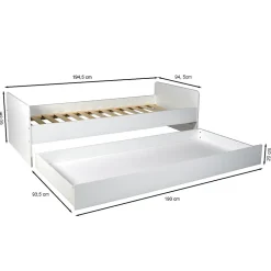 Lit gigogne 90x190 cm BALI / Blanc