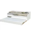 Lit gigogne 90x200cm blanc SWITY Blanc inclus sommier et 1 tiroir lit