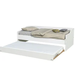 Lit gigogne 90x200cm blanc SWITY Blanc inclus sommier et 1 tiroir lit