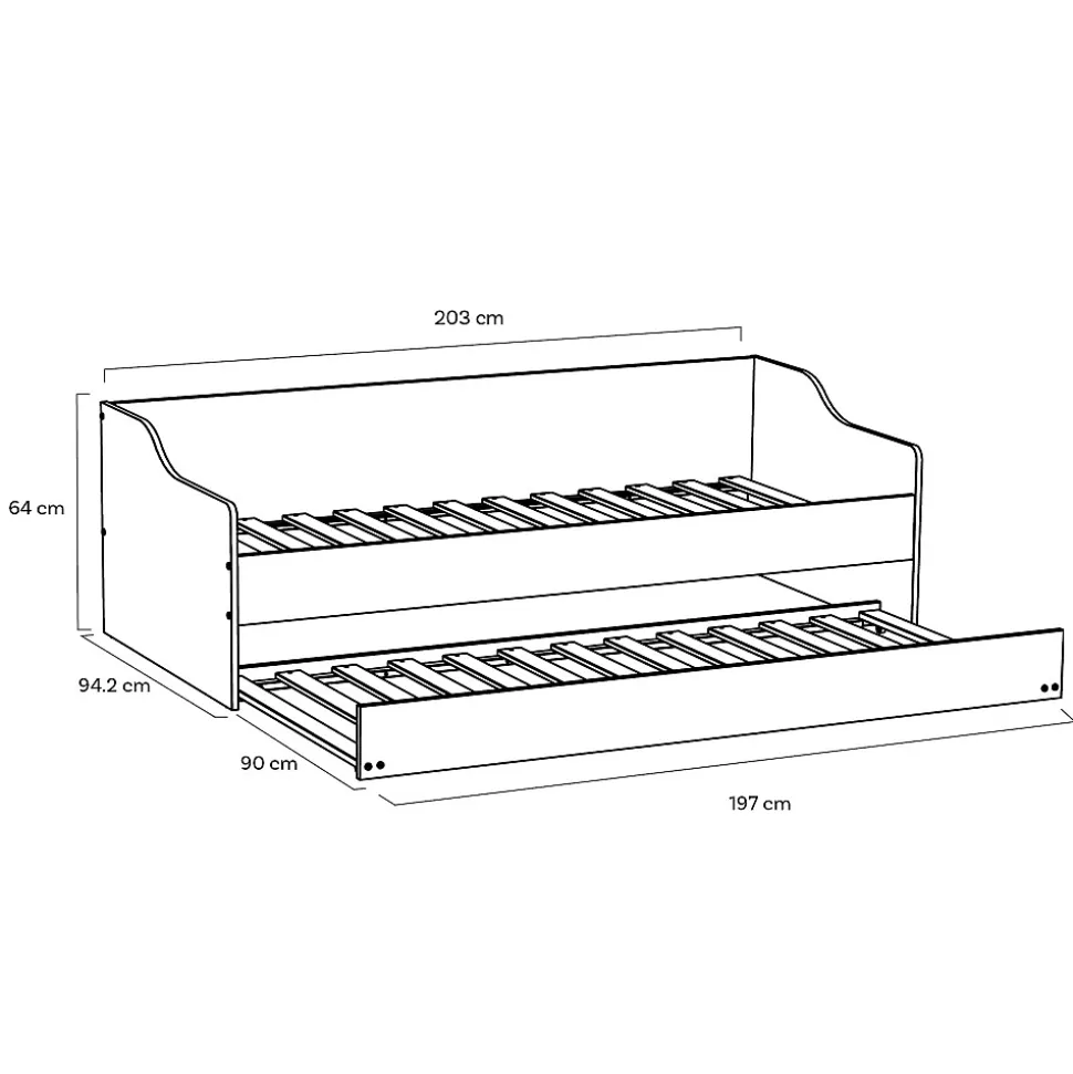Lit gigogne 90x200cm blanc SWITY Blanc inclus sommier et 1 tiroir lit