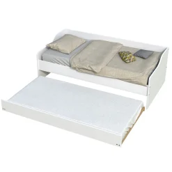 Lit gigogne 90x200cm blanc SWITY Blanc inclus sommier et 1 tiroir lit