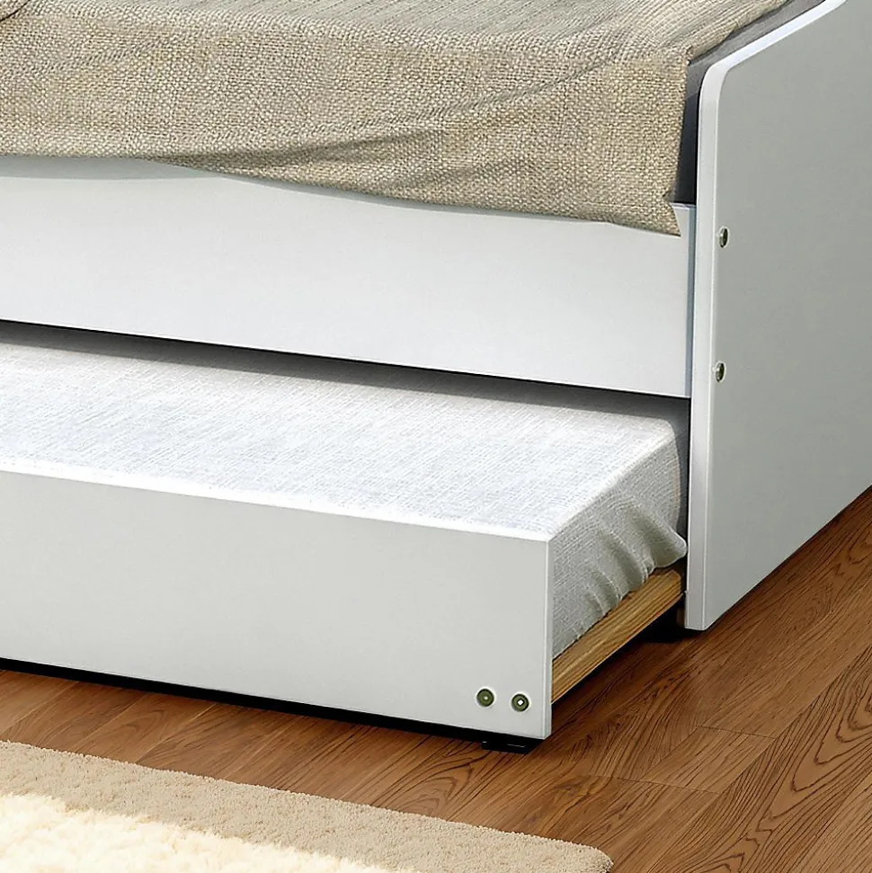 Lit gigogne 90x200cm blanc SWITY Blanc inclus sommier et 1 tiroir lit