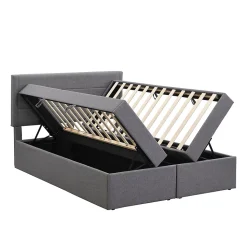 Lit Haut 140x200cm, Métal, Bureau avec Rangement, Noir