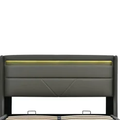 Lit Hydraulique 140X200Cm Led Sommier Gris Blackcolors