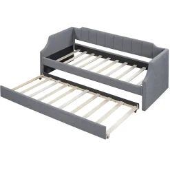 Lit individuel, 90x200cm, avec roulettes, Gris