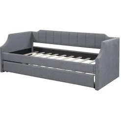 Lit individuel, 90x200cm, avec roulettes, Gris