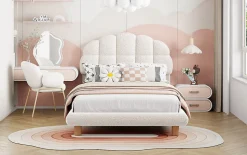 Lit individuel 90x200cm, en laine polaire, Beige