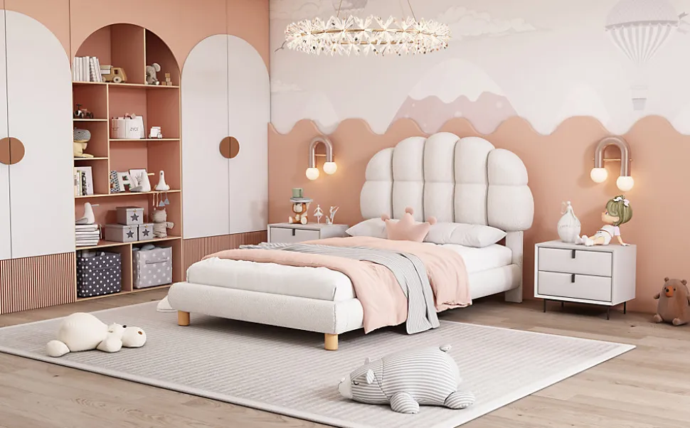 Lit individuel 90x200cm, en laine polaire, Beige