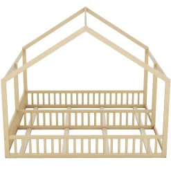 Lit individuel 90x200cm, modèle maison, Naturel