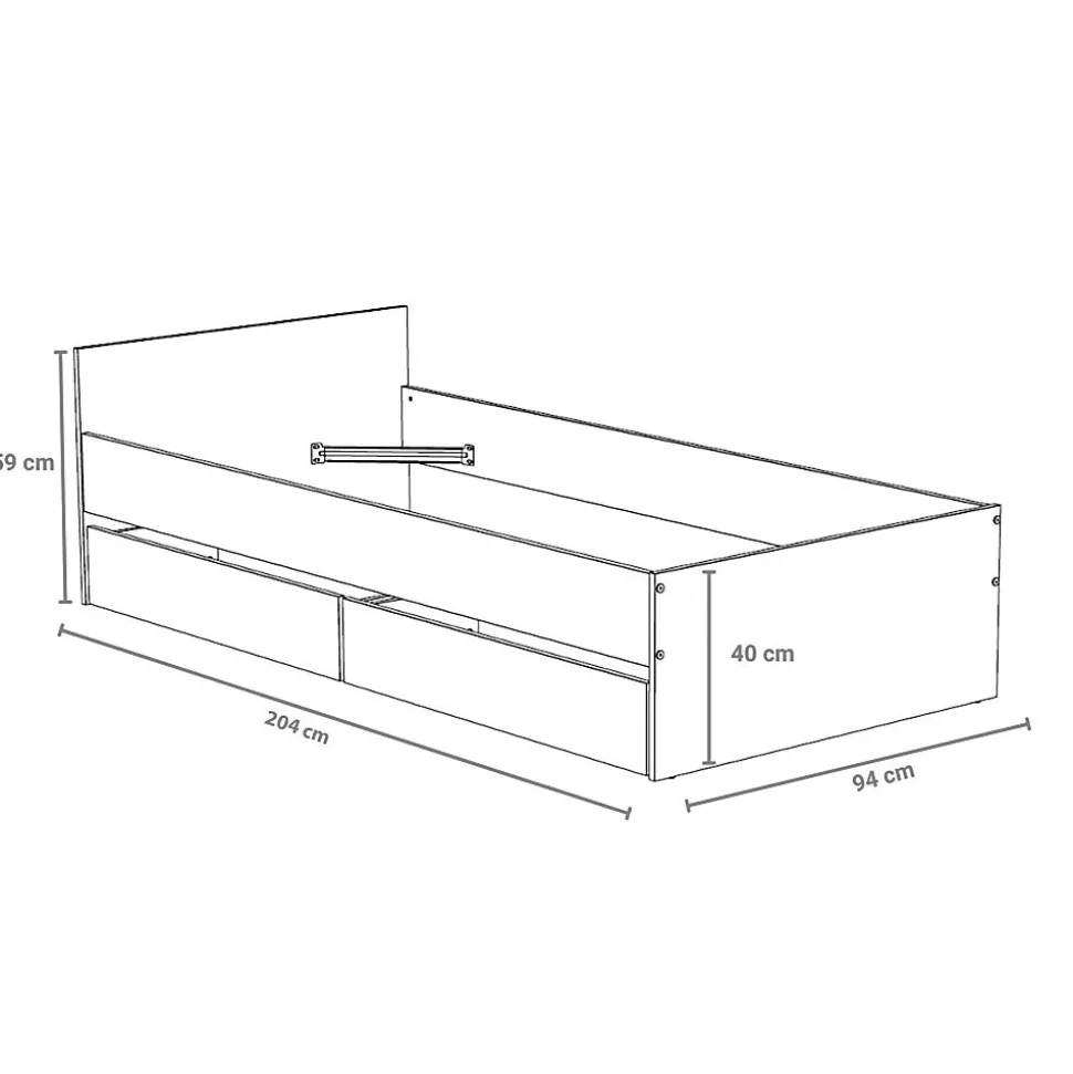 Lit KAPPA 90x190 + 2 tiroirs / Blanc
