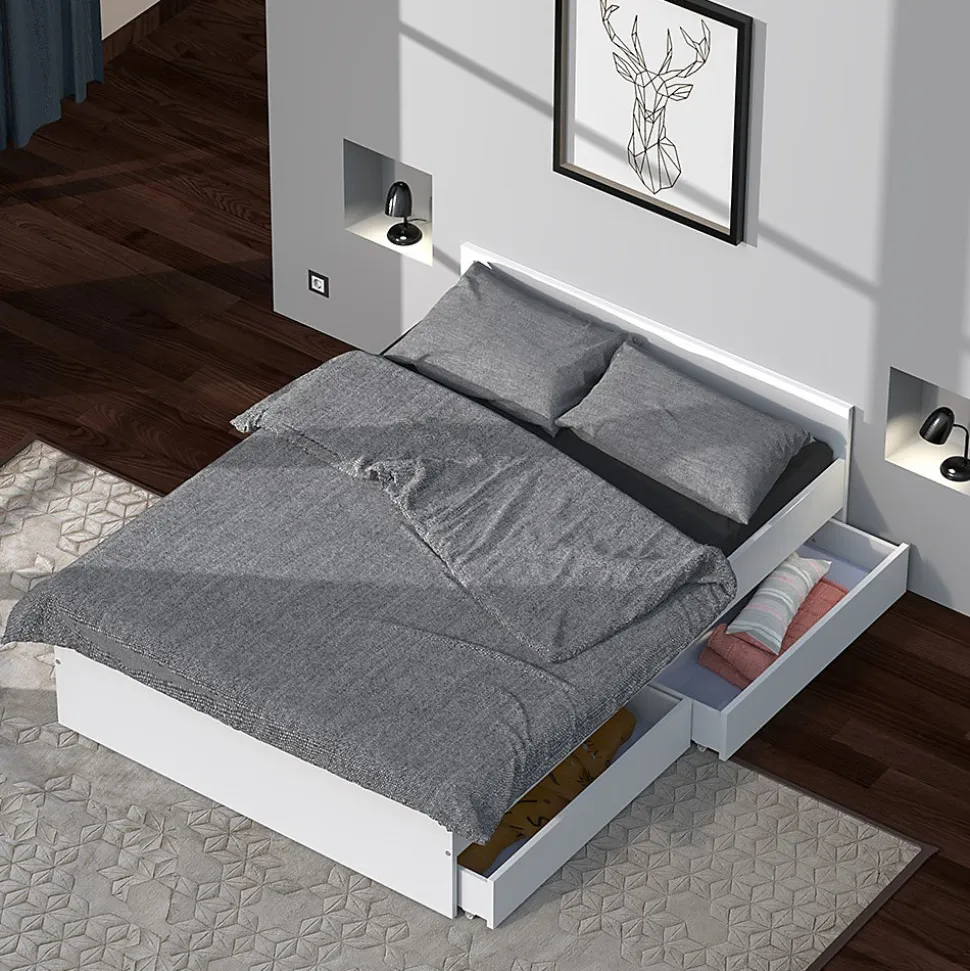 Lit KAPPA 160x200 cm + 2 tiroirs / Blanc