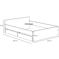 Lit KAPPA 160x200 cm + 2 tiroirs / Blanc