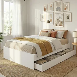 Lit KAPPA 140x190 cm + 2 tiroirs / Blanc