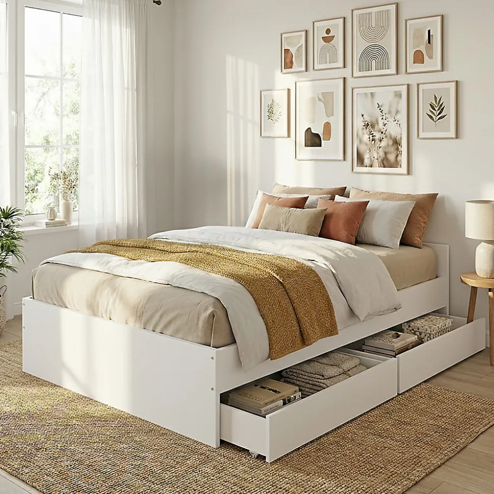 Lit KAPPA 140x190 cm + 2 tiroirs / Blanc