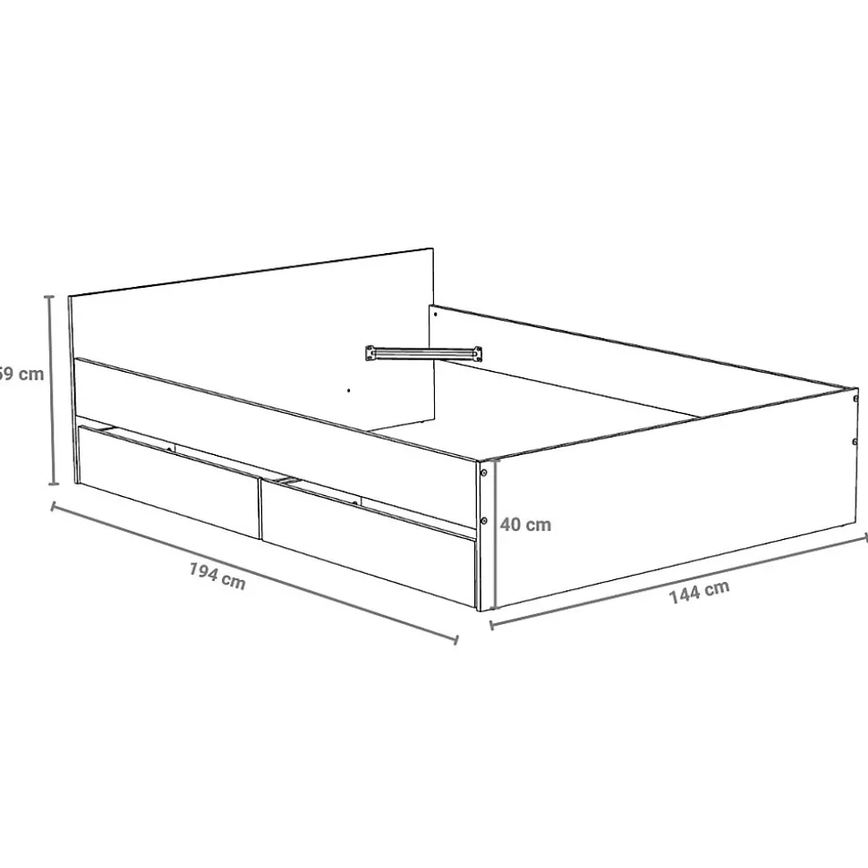 Lit KAPPA 140x190 cm + 2 tiroirs / Blanc