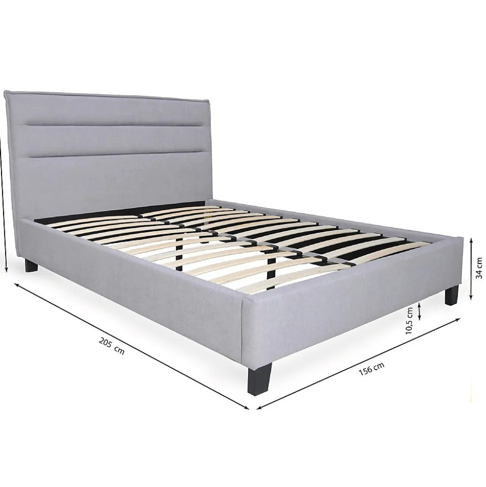 Lit LACANAU 140x190 + sommier / Gris clair