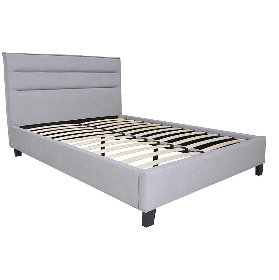 Lit LACANAU 140x190 + sommier / Gris clair