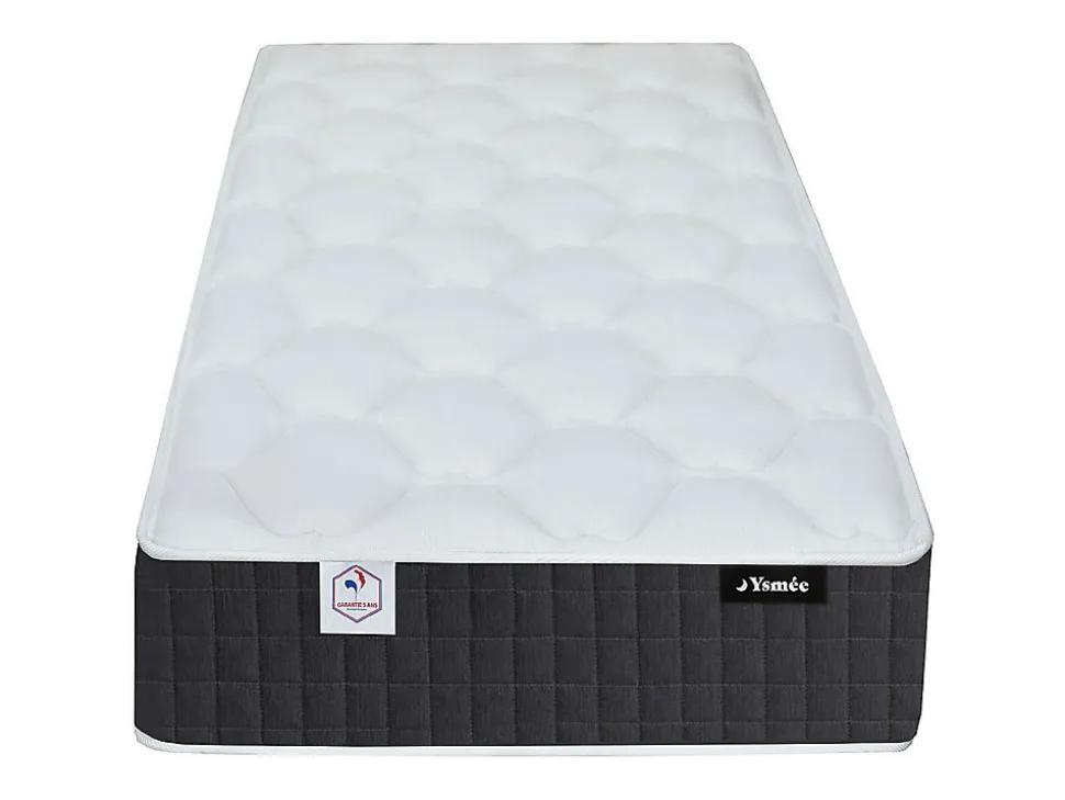 Lit électrique de relaxation tout plots + matelas ressorts ensachés et mémoire forme - 2 x 70 x 190 cm - Chêne - PHANES de YSMÉE