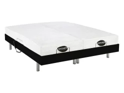 Lit électrique de relaxation tout plots + matelas mémoire de forme et bambou - 2 x 80 x 200 cm - Noir - LYSIS III de NATUREA