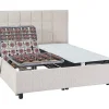 Lit électrique de relaxation déco tout plots + matelas ressorts ensachés et mémoire de forme - 2 x 70 x 190 cm - Tissu - Beige -