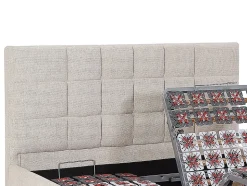 Lit électrique de relaxation déco tout plots + matelas ressorts ensachés et mémoire de forme - 2 x 70 x 190 cm - Tissu - Beige -